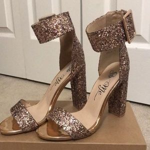 Glitter open toe heel